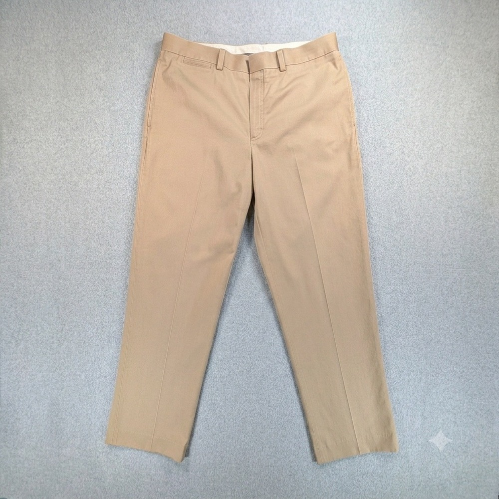 LL Bean Classic Fit Chino Pants Mens 35x32.5 Khaki Cotton Twill 262551 Trousers